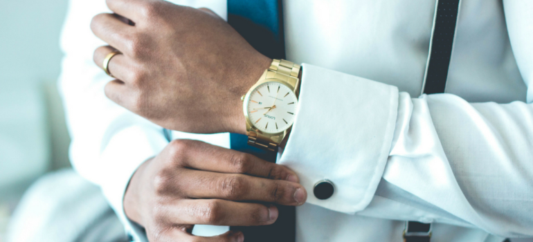Well Dressed Man Wearing Luxury Watch