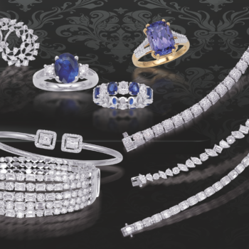 Diamond Tennis Bracelets, Cuff Bracelets and Earrings with Diamond and Sapphire Rings