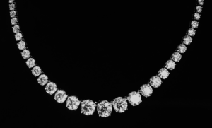 Close Up of Round Brilliant Diamond Necklace